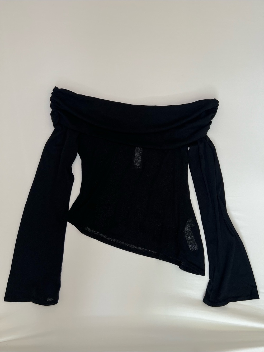 Boohoo Black Off-Shoulder Long Sleeve Top
